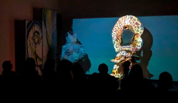 video mapping on paper dresses