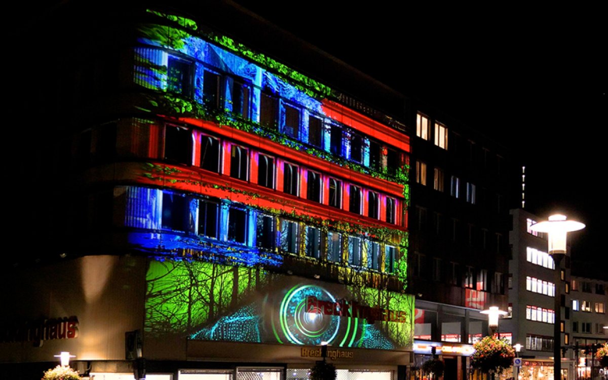 Denkendes Auge, video mapping en Essen, Alemania